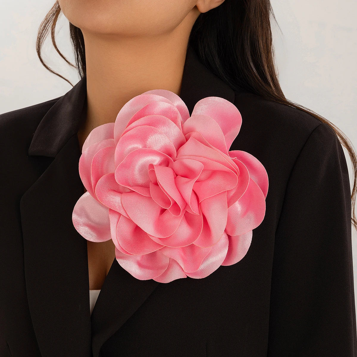 Satin Rose Flower Brooch for Women