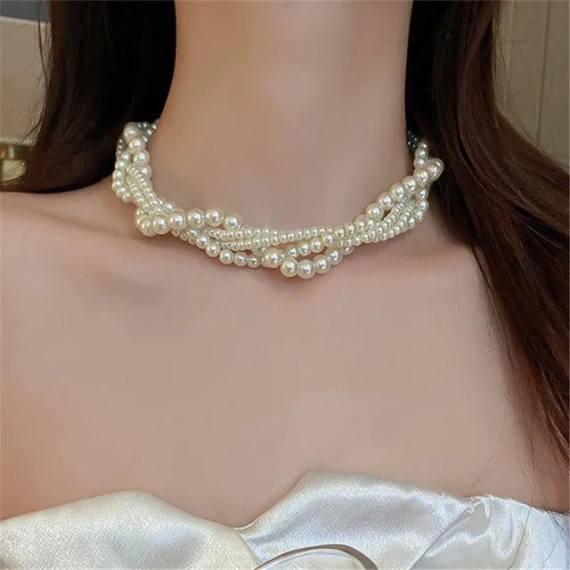 Vintage Pearl Collarbone Necklace