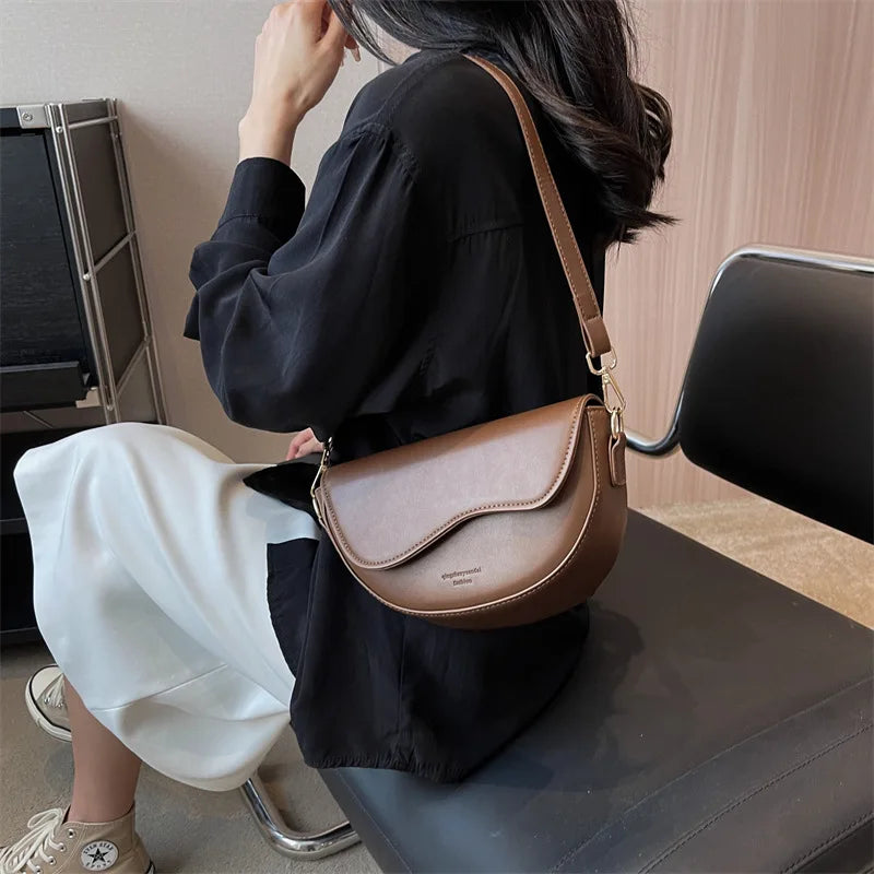 PU Leather Saddle Crossbody Handbag