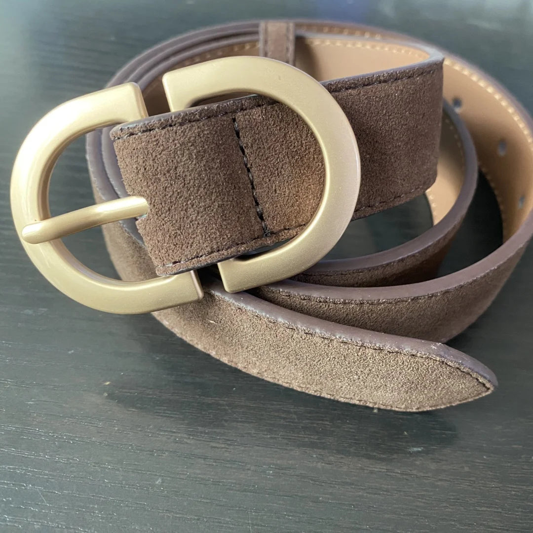 New Two-Sided Genuine Leather Suede Women's Belt