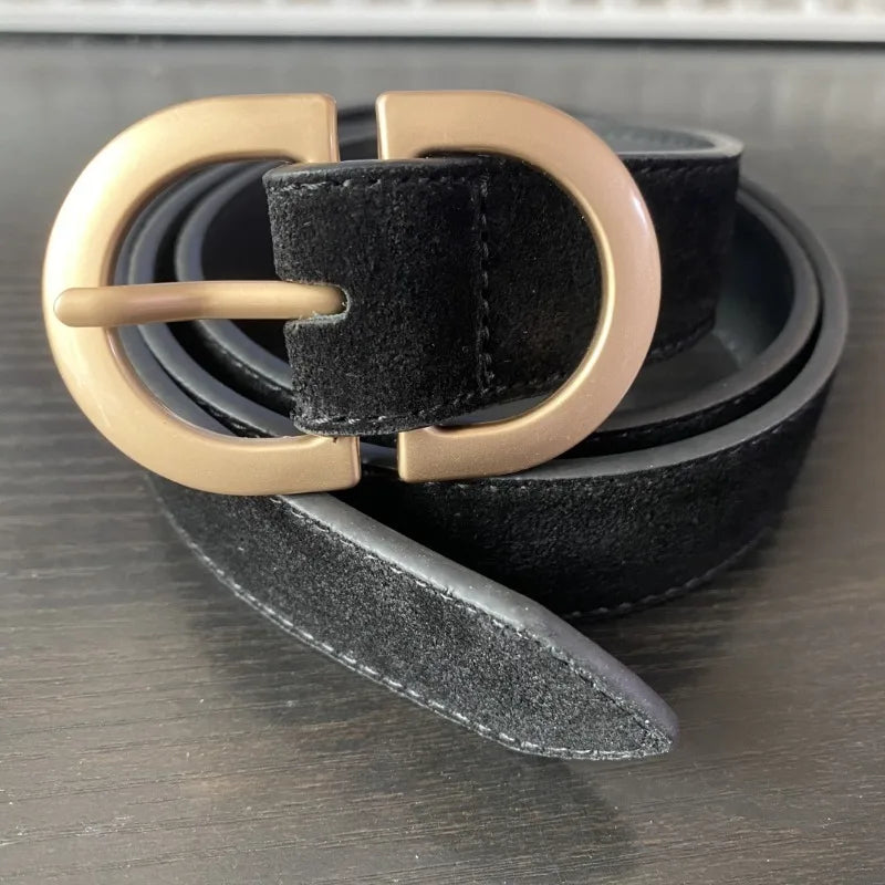 New Two-Sided Genuine Leather Suede Women's Belt