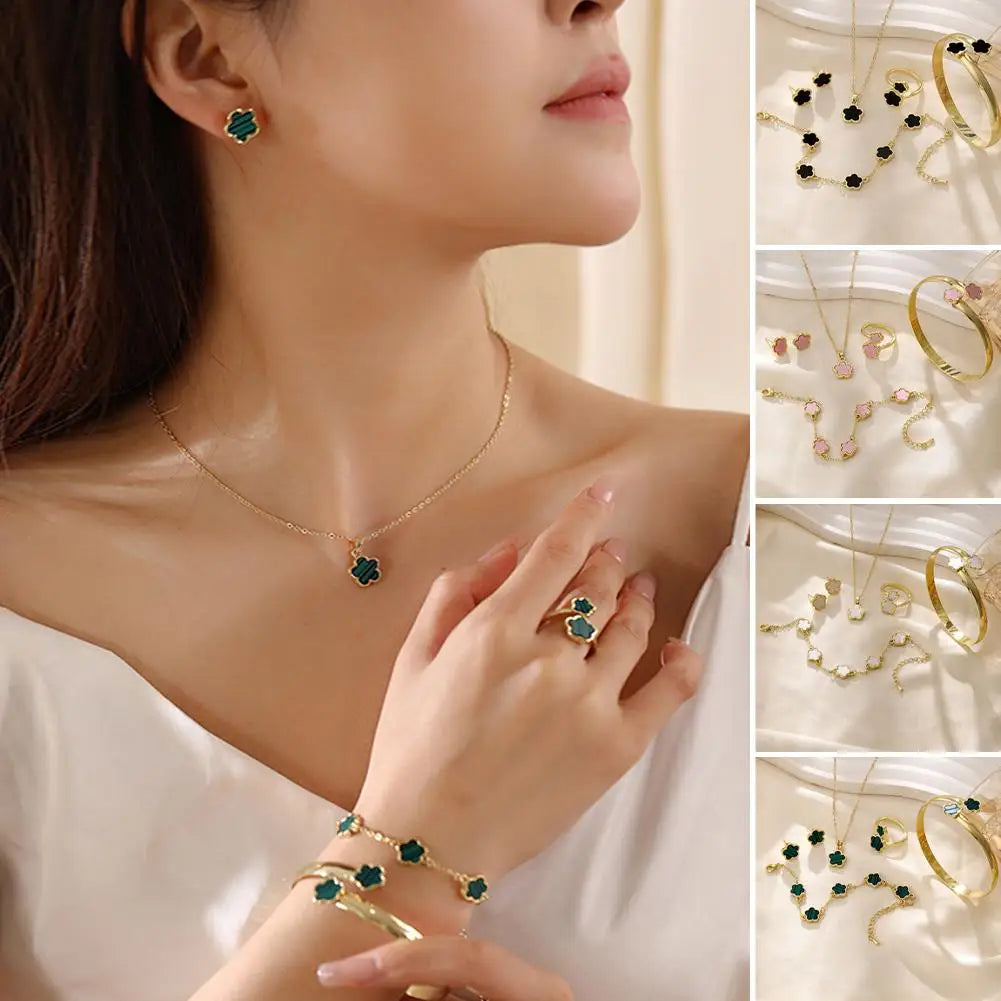 Luxury Plum Blossom Jewelry Set – 5pcs for Women