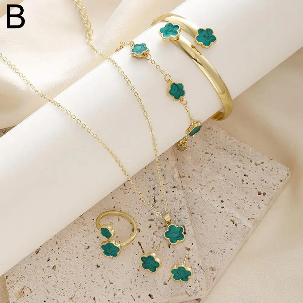 Luxury Plum Blossom Jewelry Set – 5pcs for Women