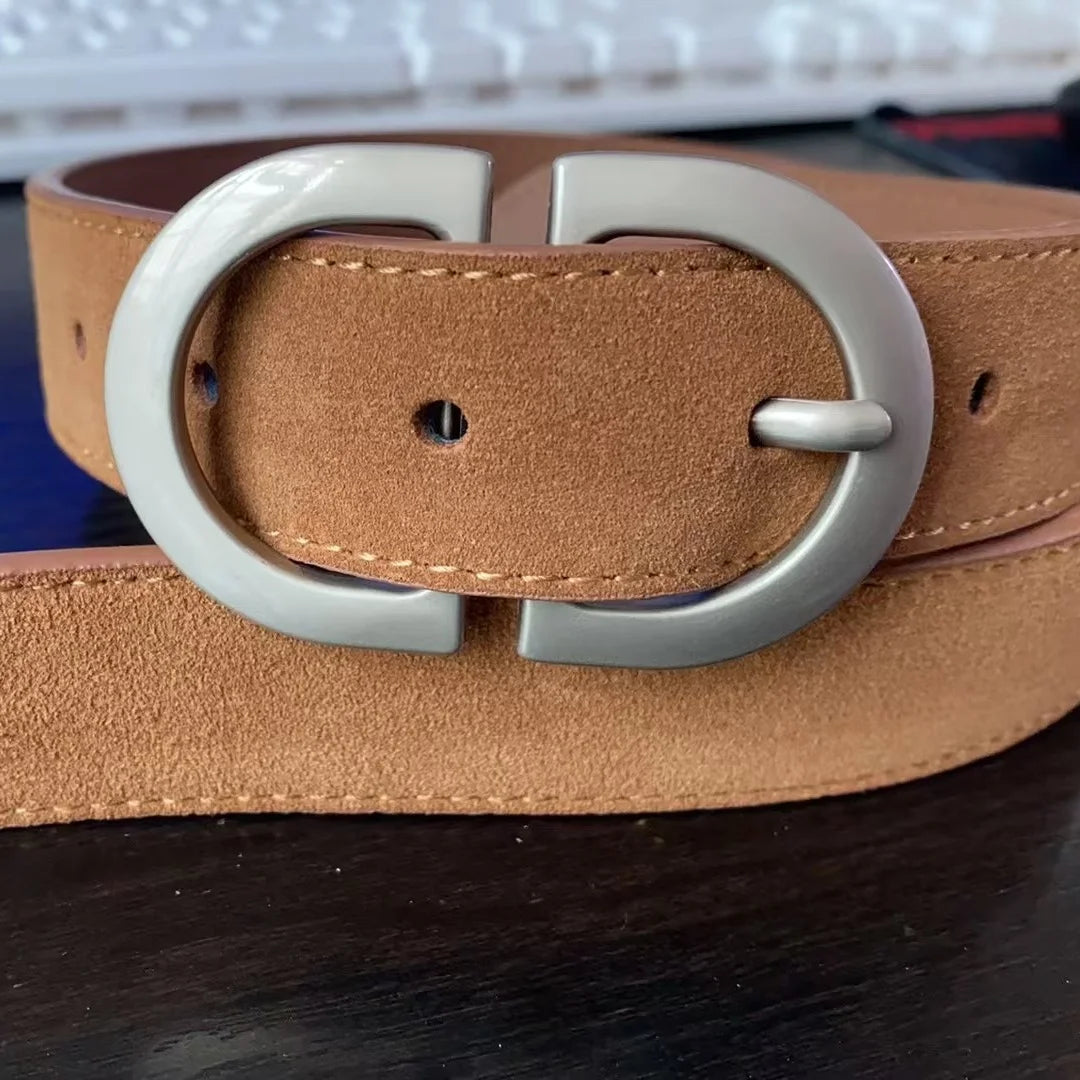 New Two-Sided Genuine Leather Suede Women's Belt